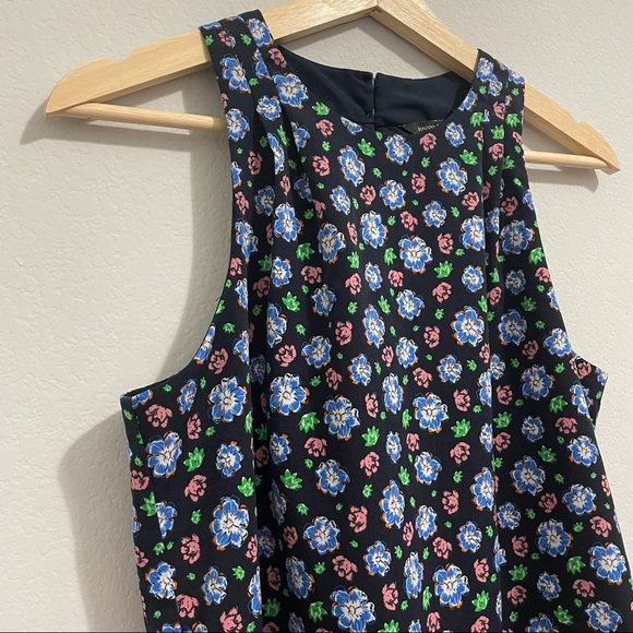 Banana Republic Blouse Tank Floral Sleeveless Navy Blue Womens XS - Picture 3 of 14